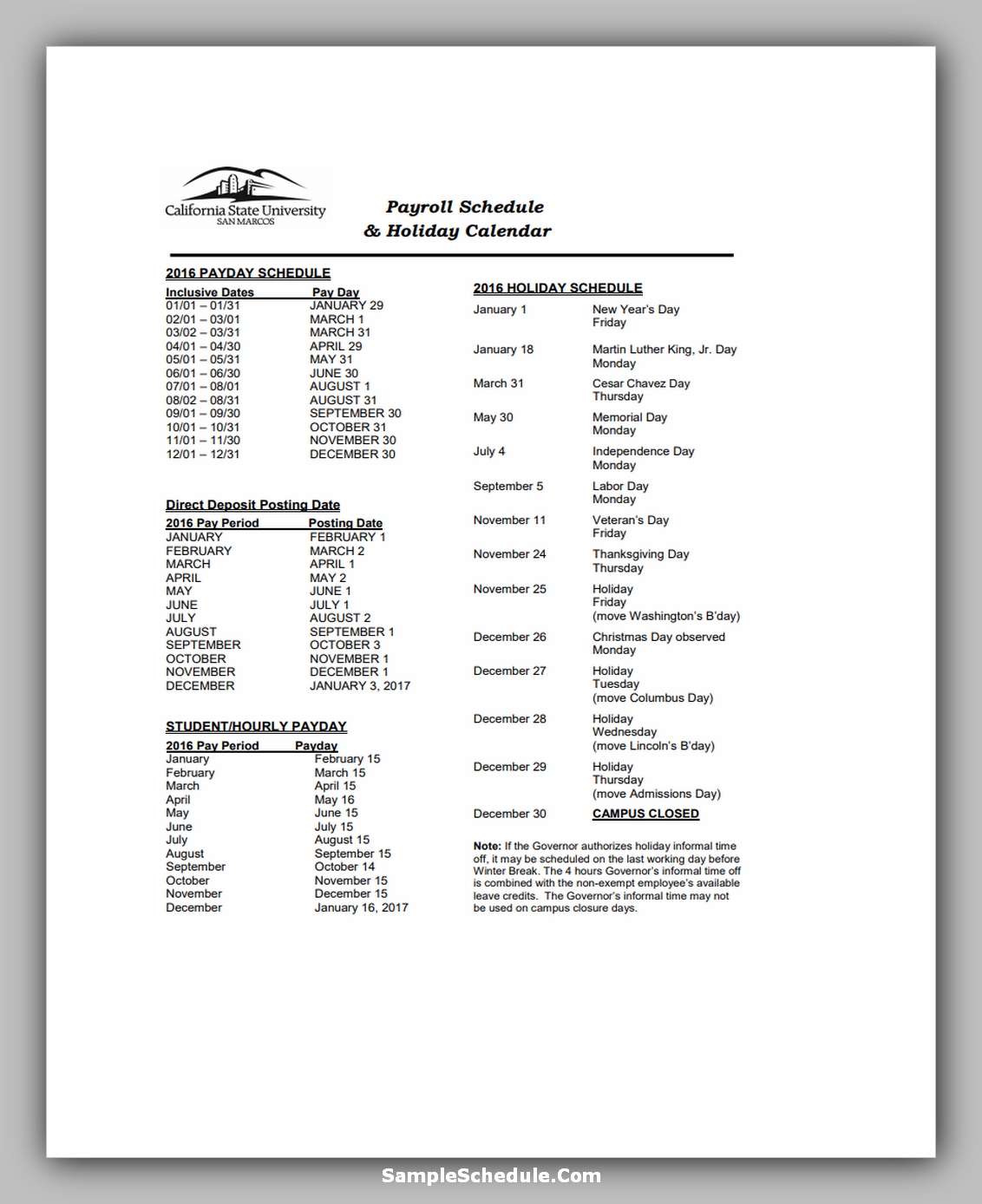 10 Amazing Payroll Schedule Template Sample Schedule