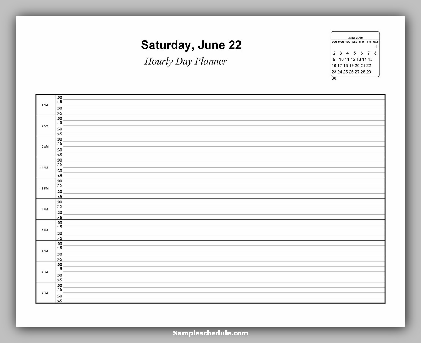 Hourly Schedule Template 01