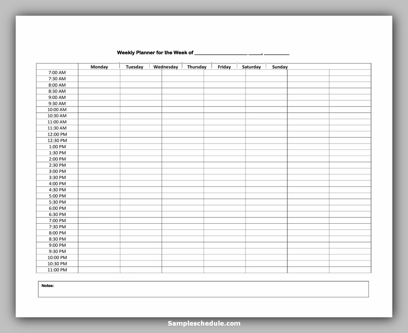 Hourly Schedule Template 02