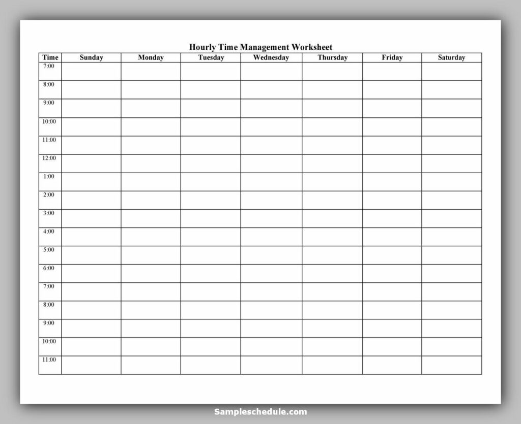 Hourly Schedule Template 04