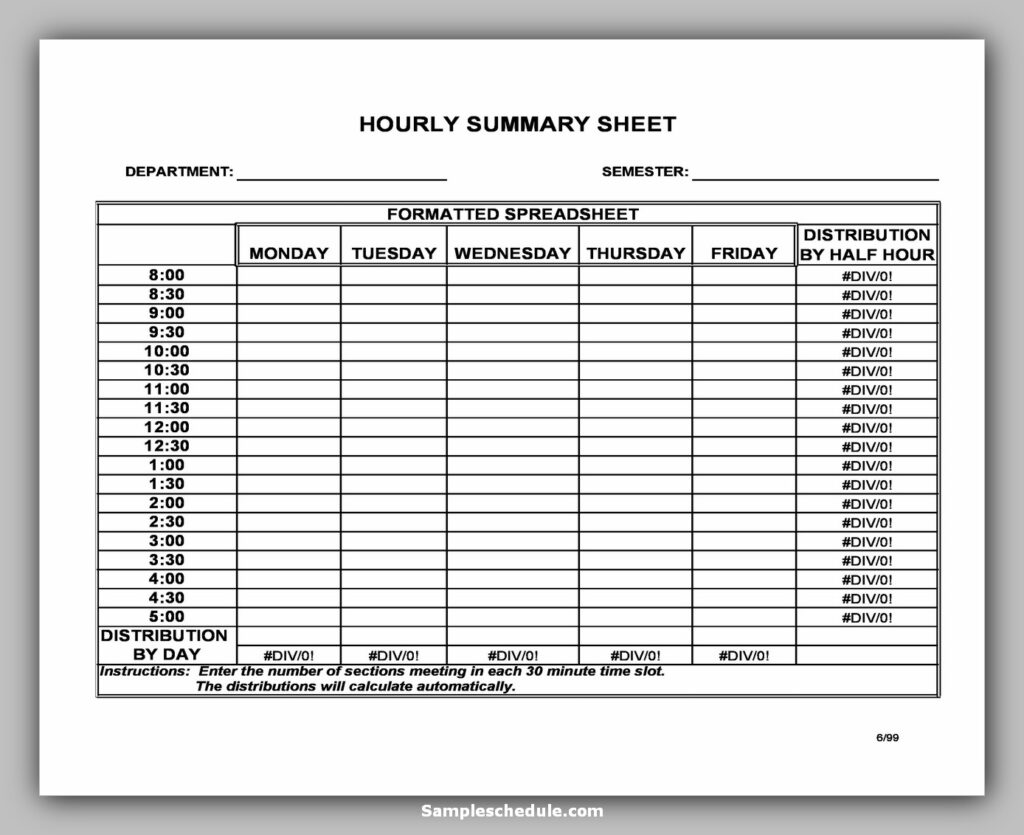 Hourly Schedule Template 21