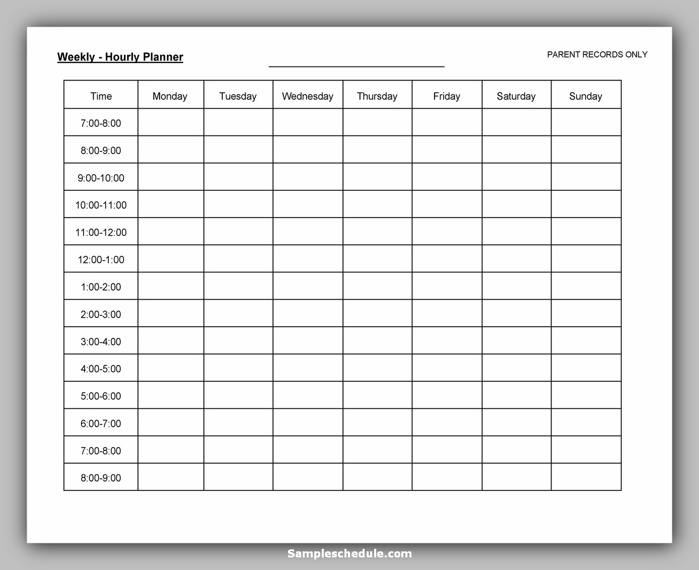 Hourly Schedule Template 26