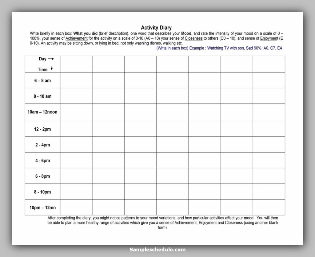 Hourly Schedule Template 31