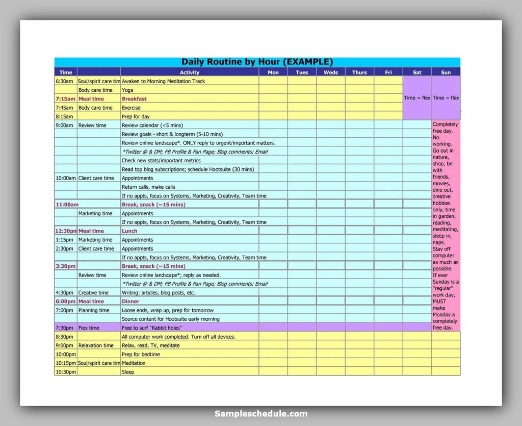 Hourly Schedule Template 35