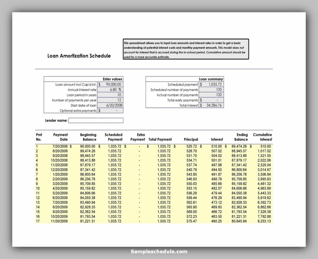 Loan Amortization Schedule 20