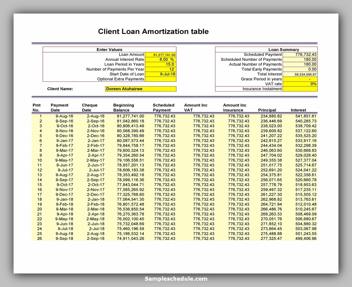 20 Loan Amortization Schedule Excel - sample schedule