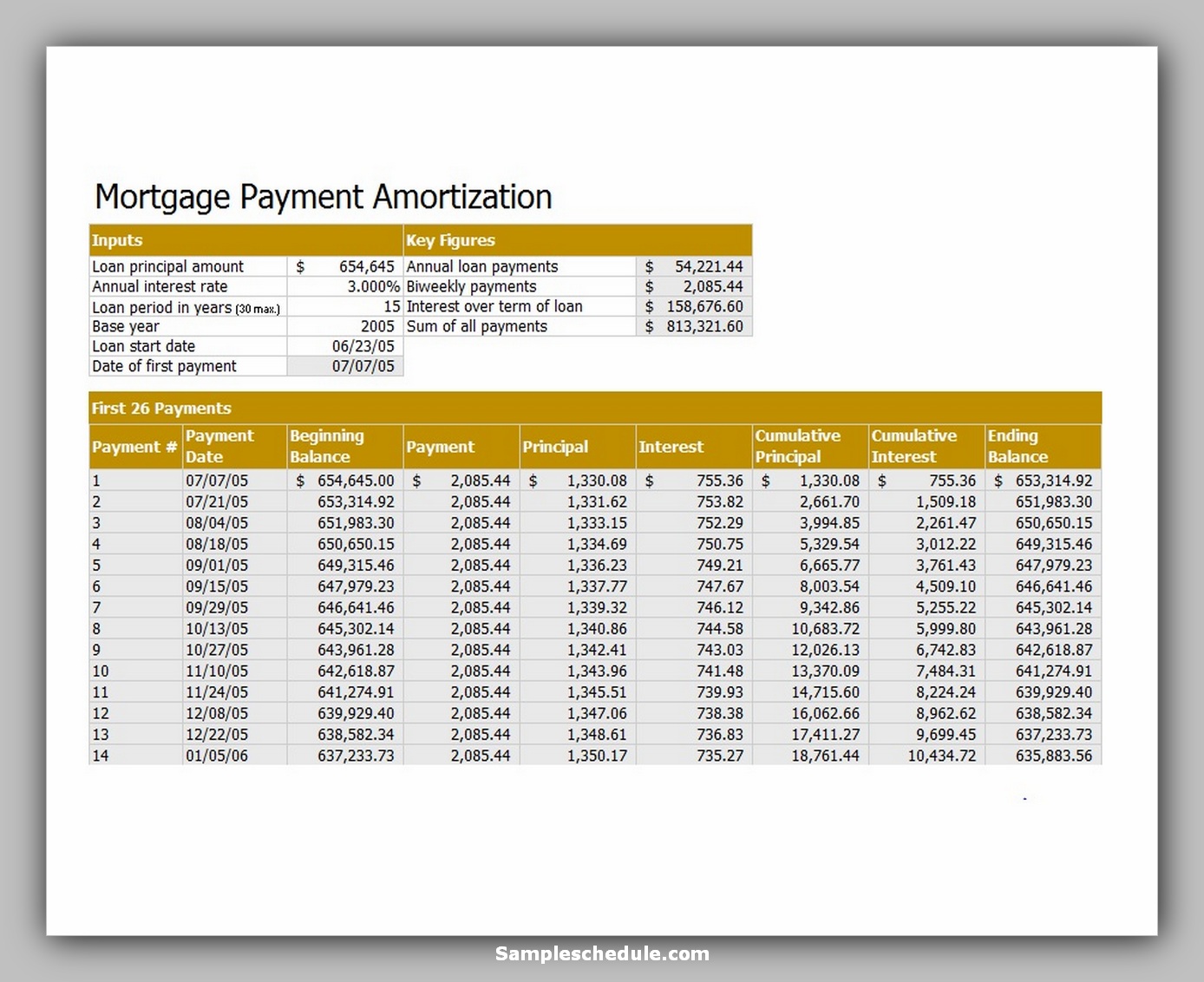 20 Loan Amortization Schedule Excel sample schedule