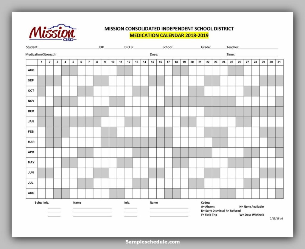 Medication Schedule Template 07