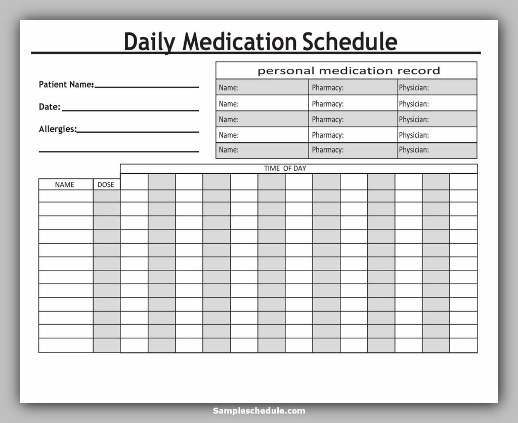 Medication Schedule Template 10 Medication Schedule Template 10