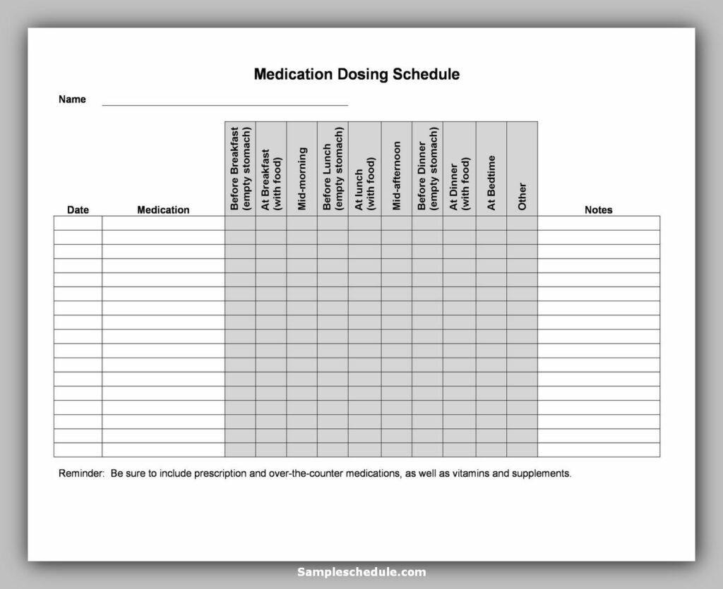 Medication Schedule Template 14