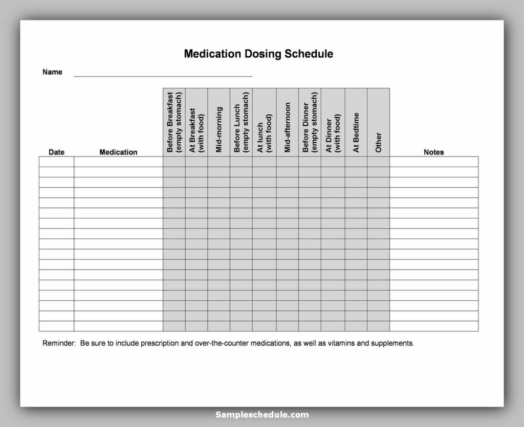 Medication Schedule Template 14 Medication Schedule Template 14