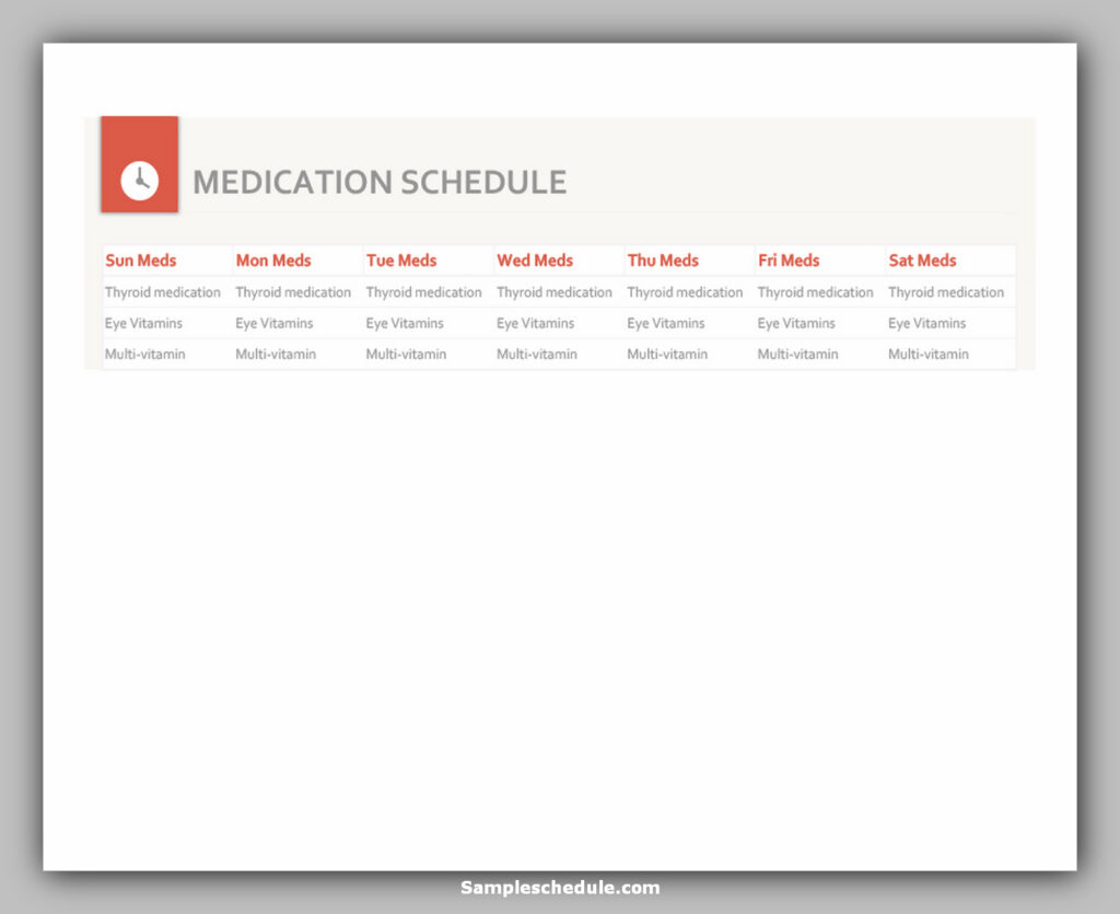 Medication Schedule Template 18