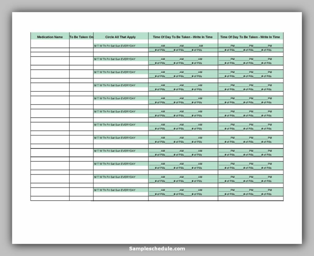 Medication Schedule Template 19 Medication Schedule Template 19