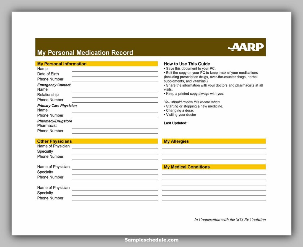 Medication Schedule Template 22