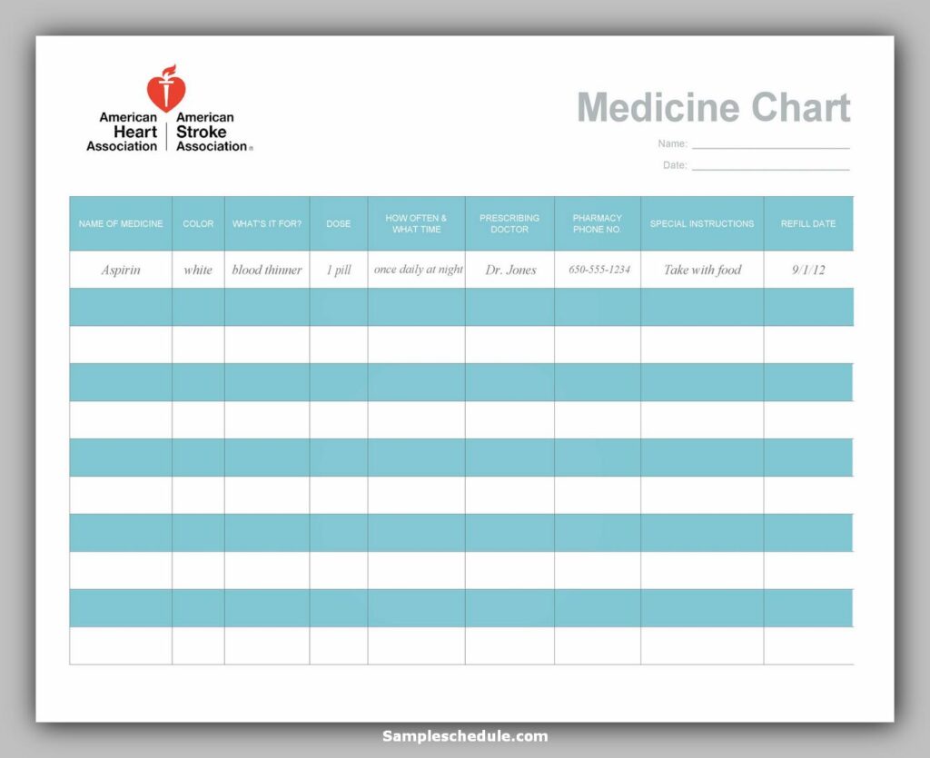 Medication Schedule Template 25