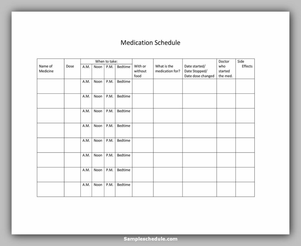 Medication Schedule Template 37 Medication Schedule Template 37
