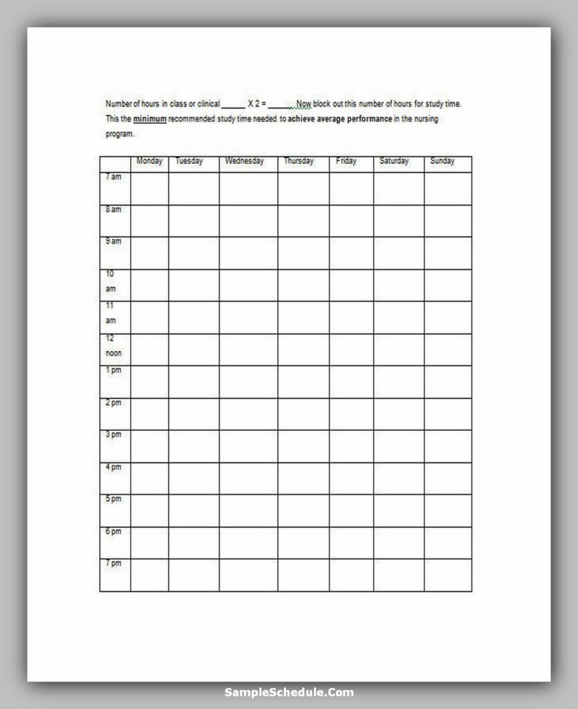 Nurse Schedule Template 07