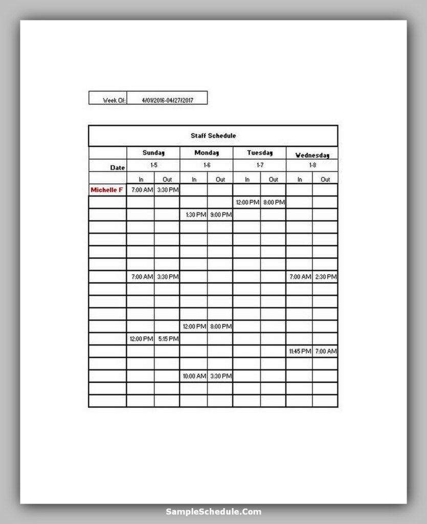 Nurse Schedule Template 08