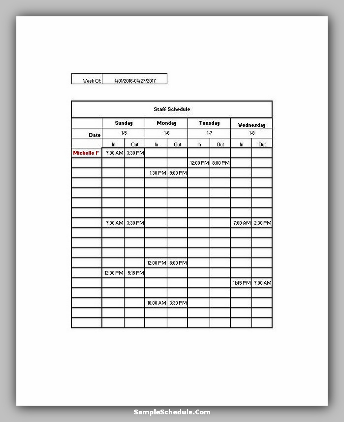 9+ Nurse Schedule Template & Example