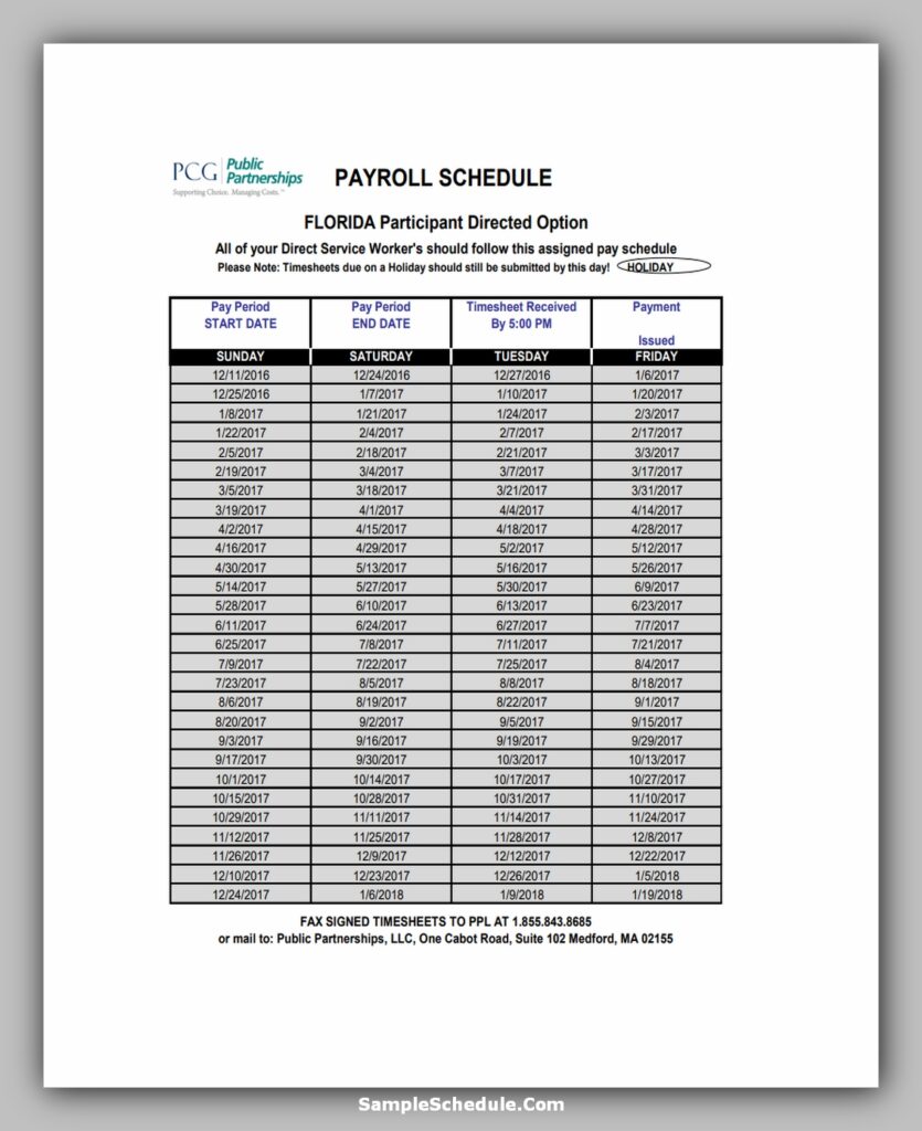 Partnership Payroll Schedule