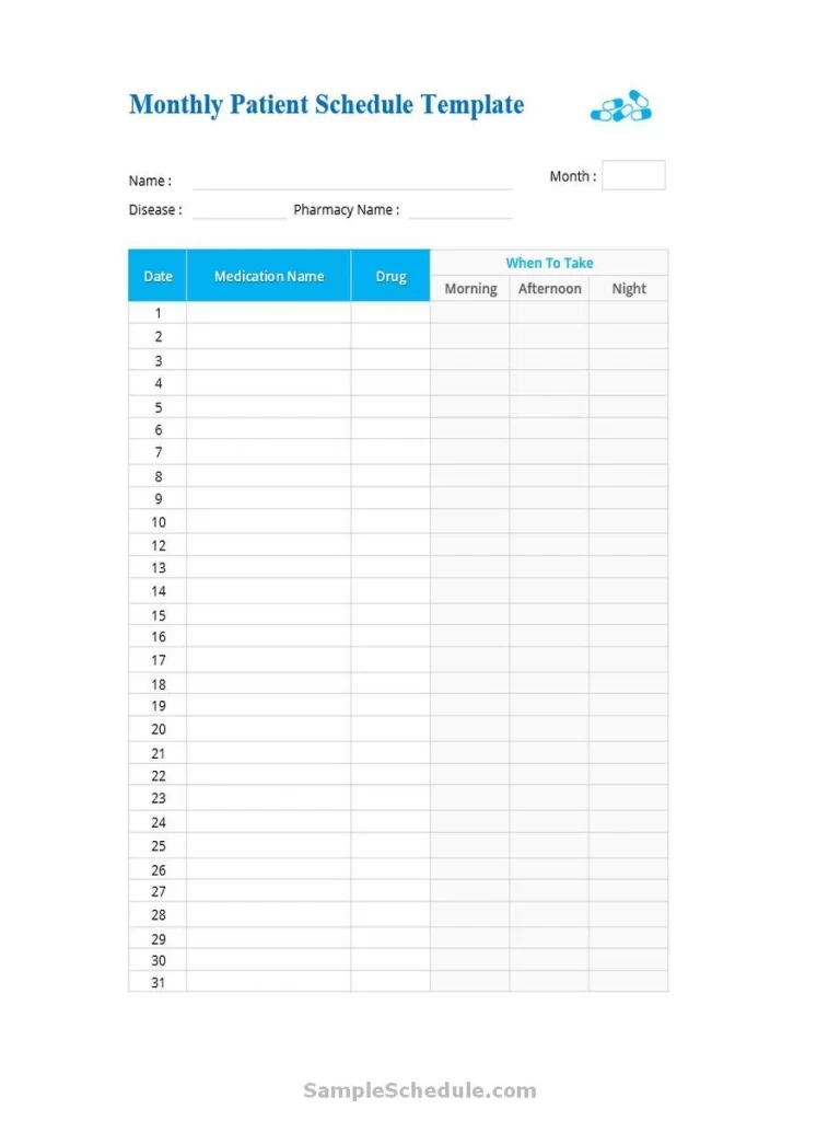 Patient Schedule Template 03