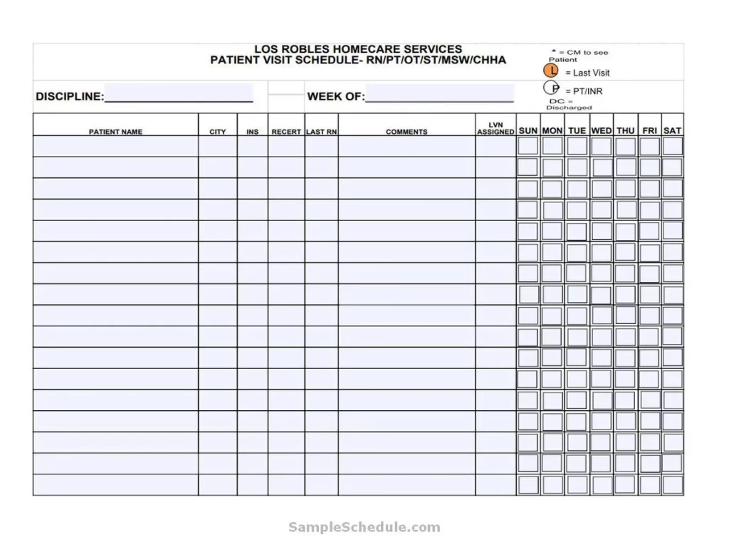 Patient Visit Schedule Template