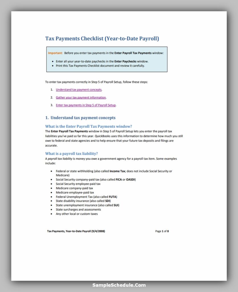 Payroll Deposit Schedule Sample