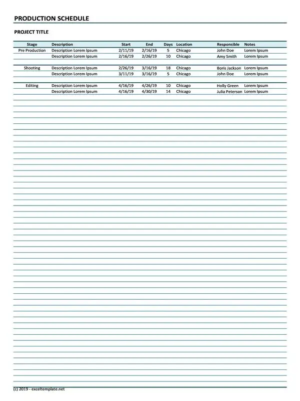 Production Schedule Template 03