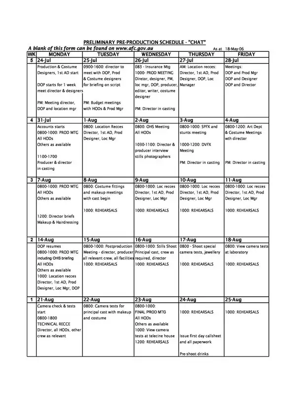 Production Schedule Template 05