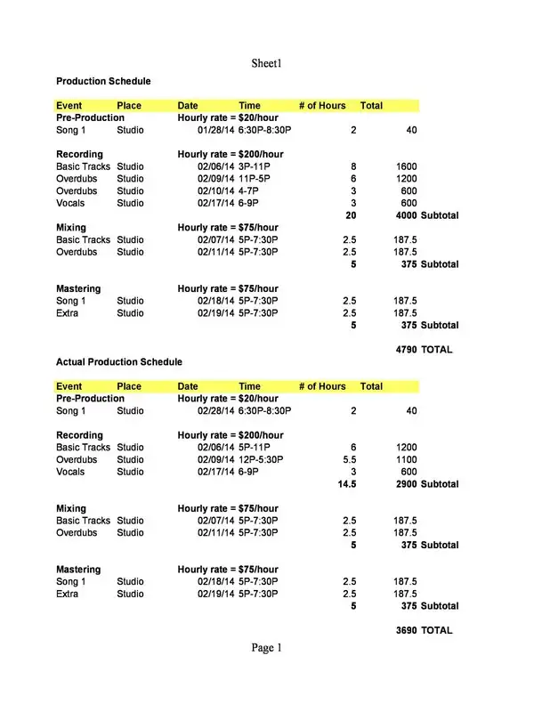 Production Schedule Template 07