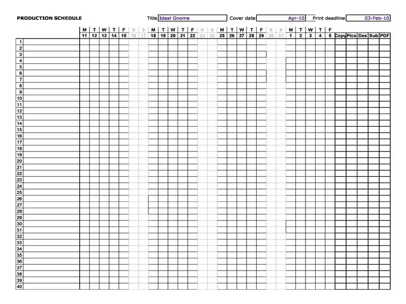 Production Schedule Template 10