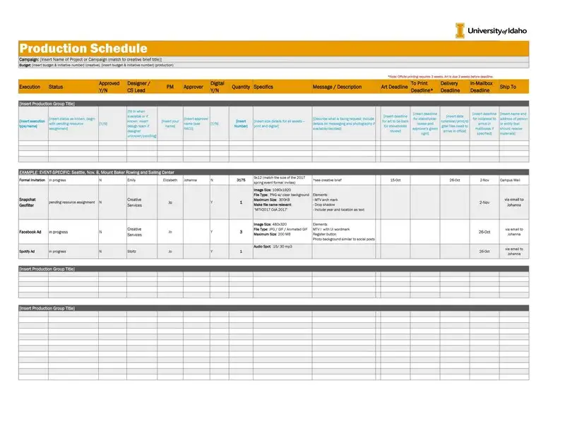 Production Schedule Template 11