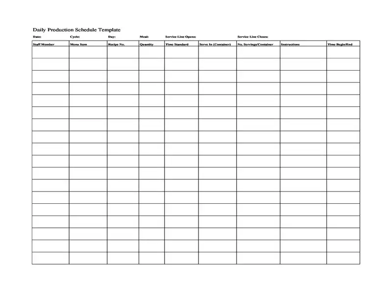 Production Schedule Template 12