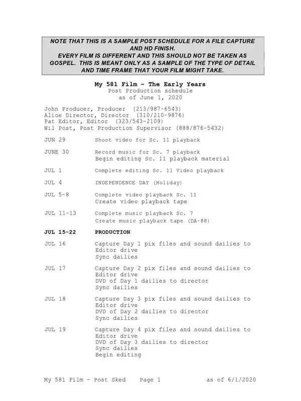 Production Schedule Template 14