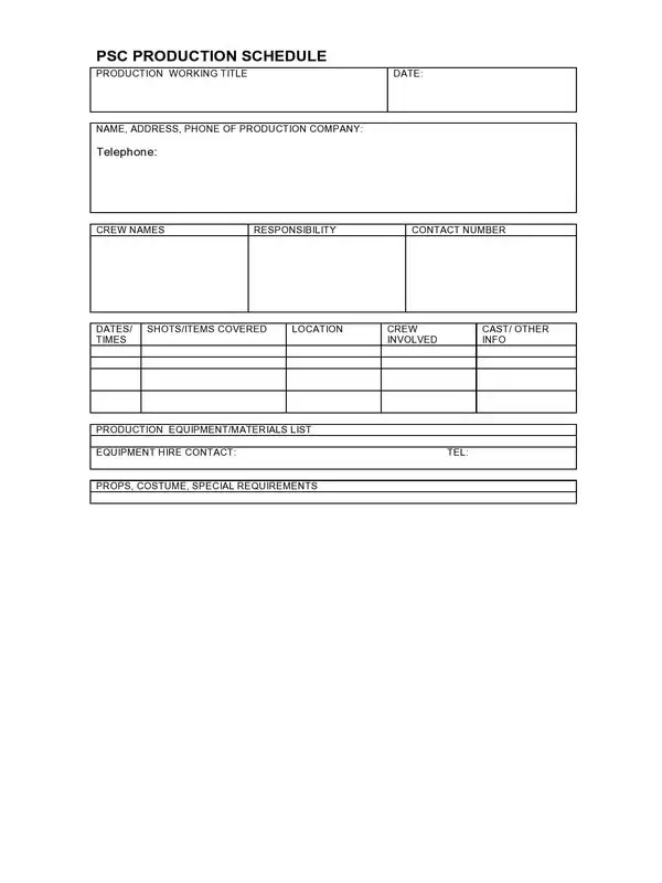 Production Schedule Template 16