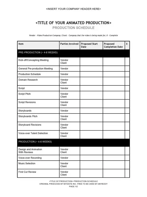 Production Schedule Template 19