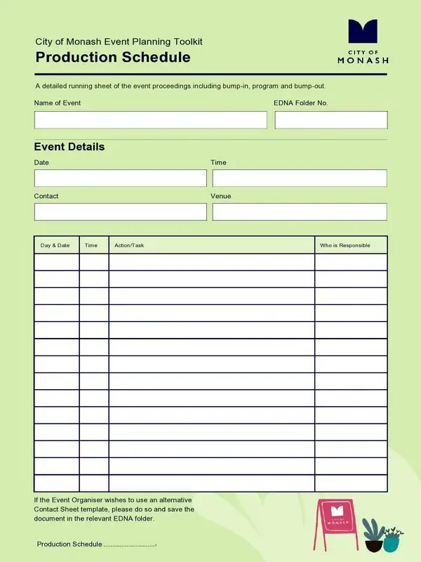 Production Schedule Template 26