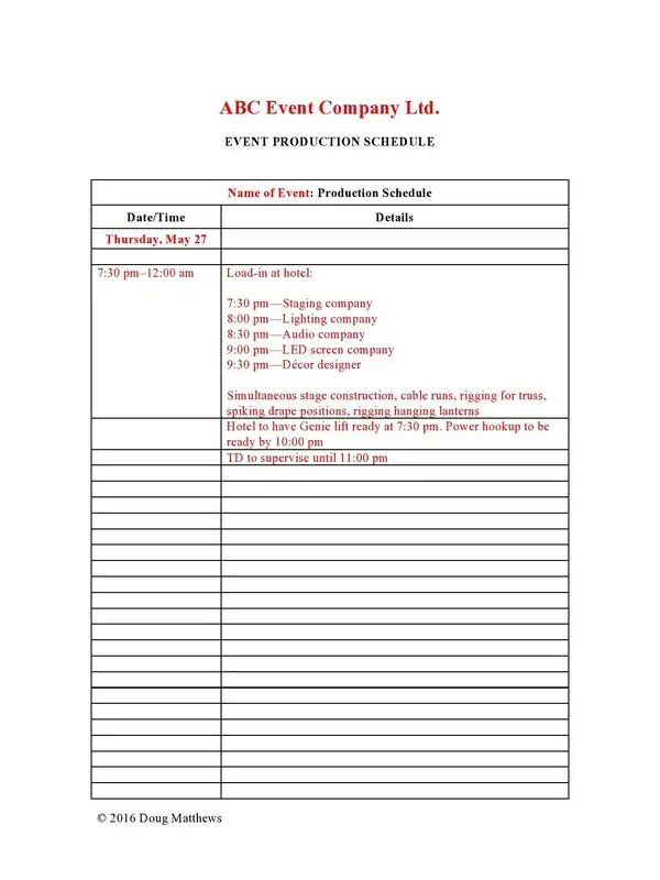 Production Schedule Template 28
