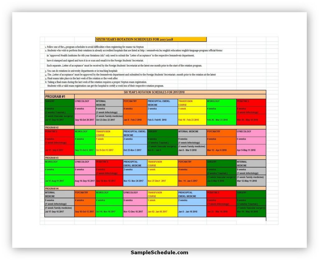 Rotation Schedule Template 01