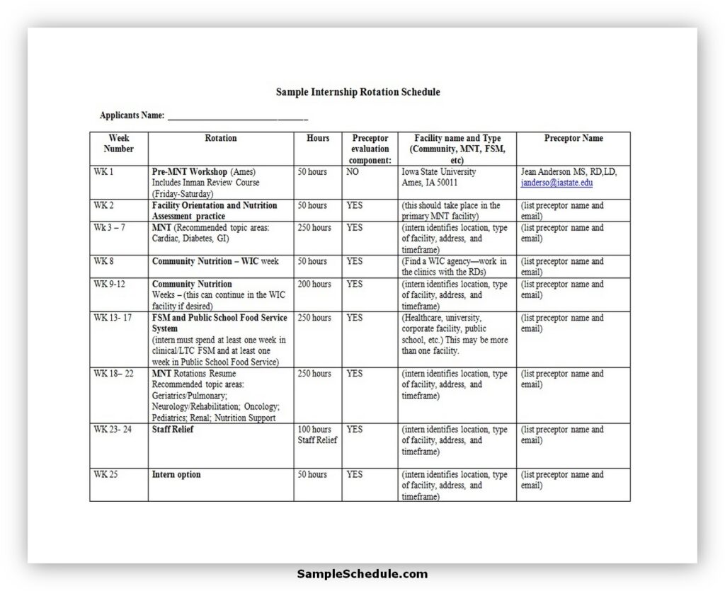 Rotation Schedule Template 03