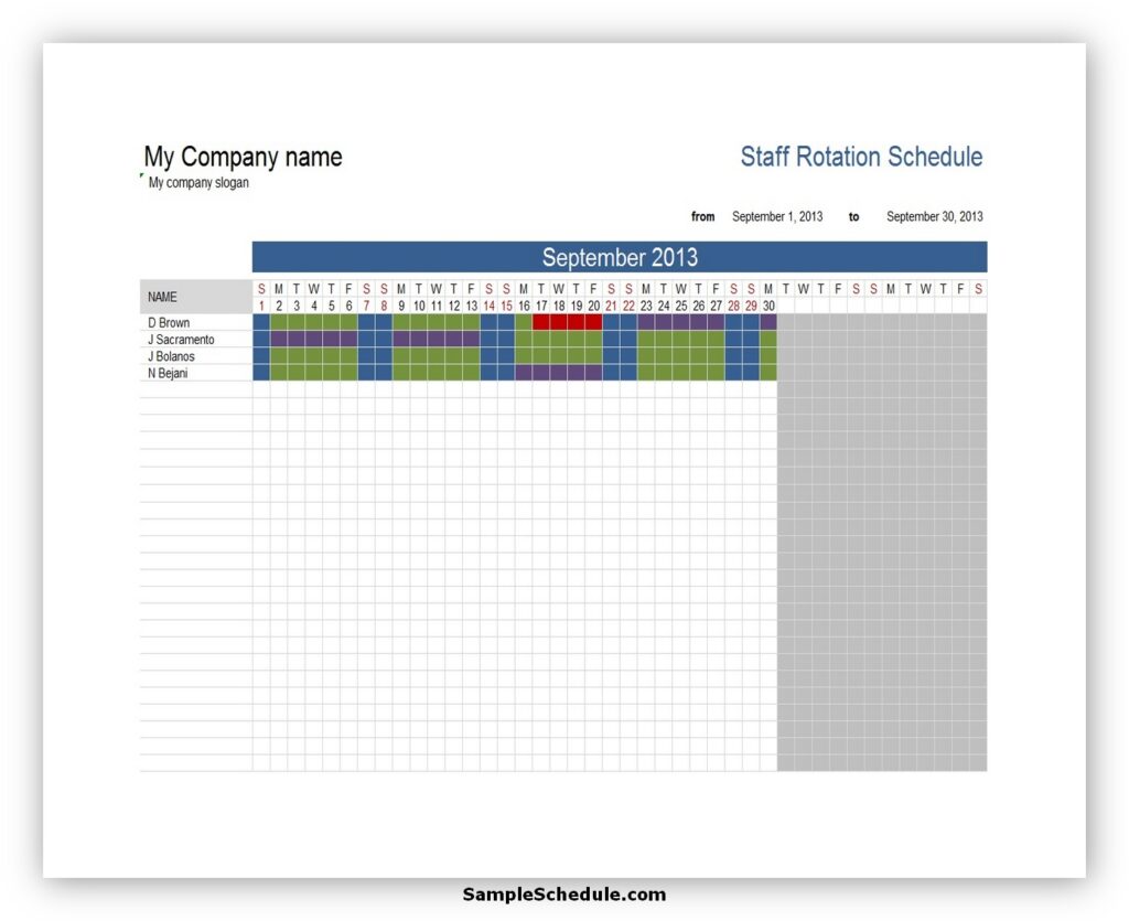 Rotation Schedule Template 09