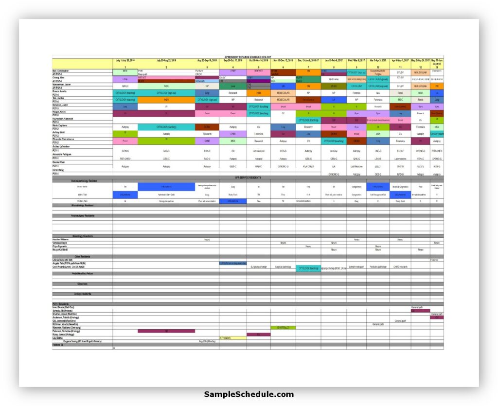 Rotation Schedule Template 13