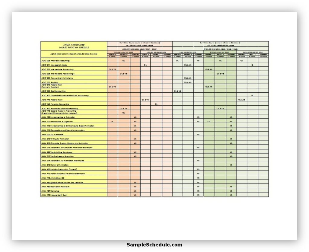 Rotation Schedule Template 17