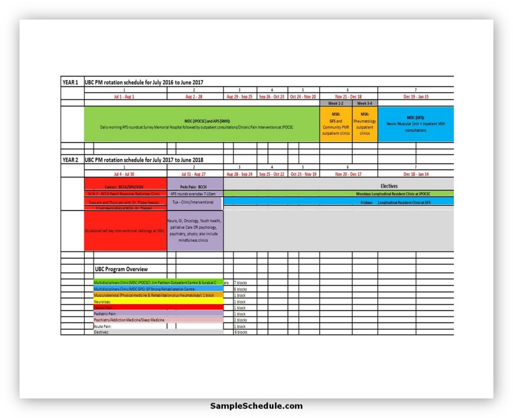 Rotation Schedule Template 21