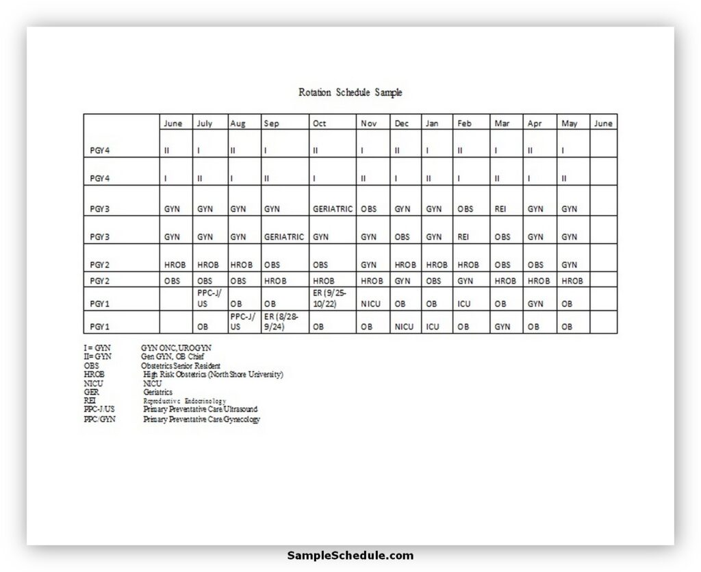 Rotation Schedule Template 32