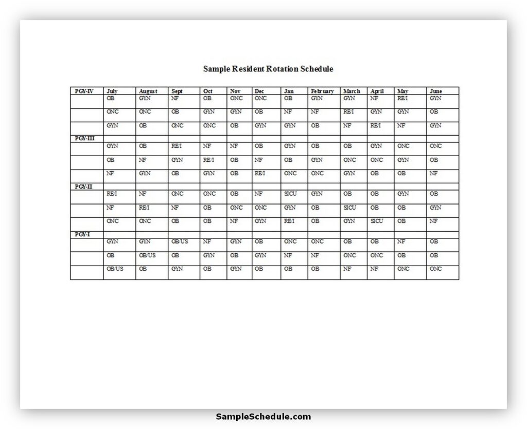 Rotation Schedule Template 33