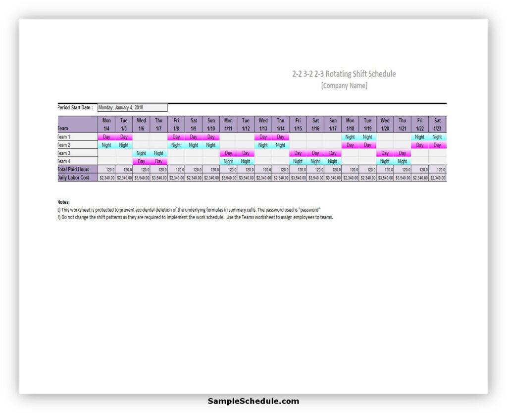 Rotation Schedule Template 35