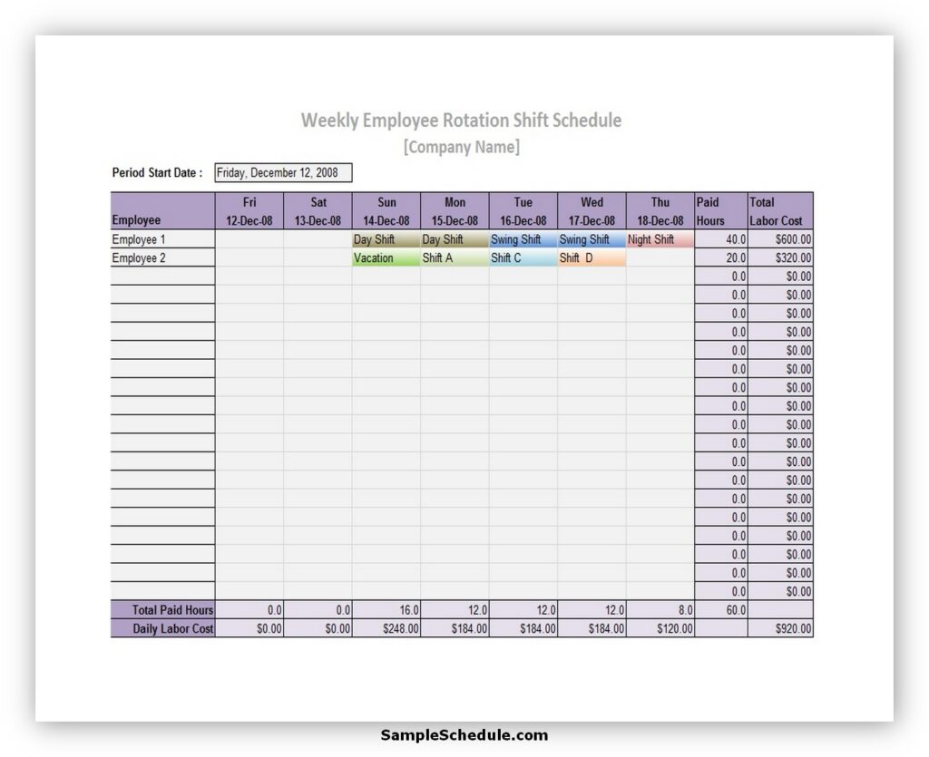 Rotation Schedule Template 39