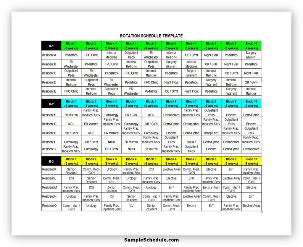 Rotation Schedule Template 49