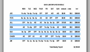 Sample Employee Schedule 01